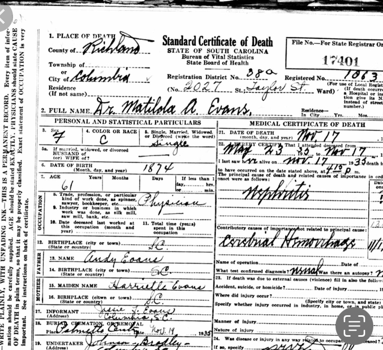 Death certificate document