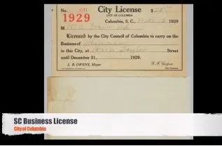 South Carolina business license document
