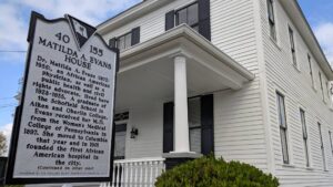 Historic marker commemorating Dr. Matilda A. Evans